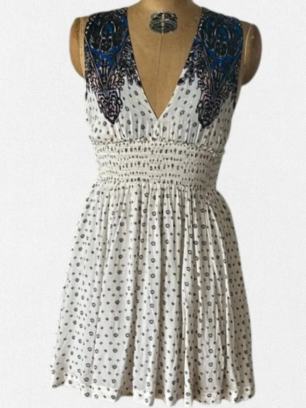 NWT Free People 'Walking Through Dreams' Fit & Flare Dress Ivory Combo/White M